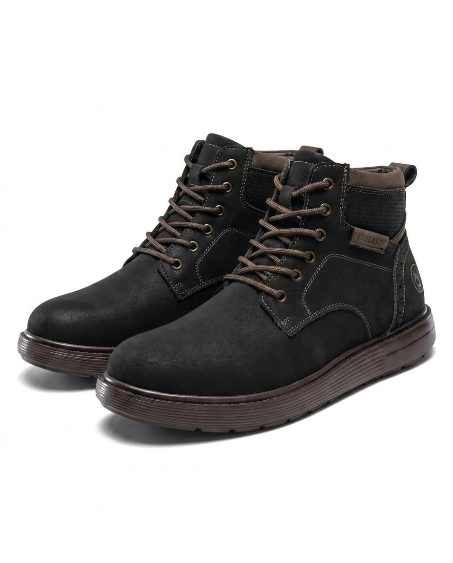 Nubuck Leather Boots with Perforated Upper