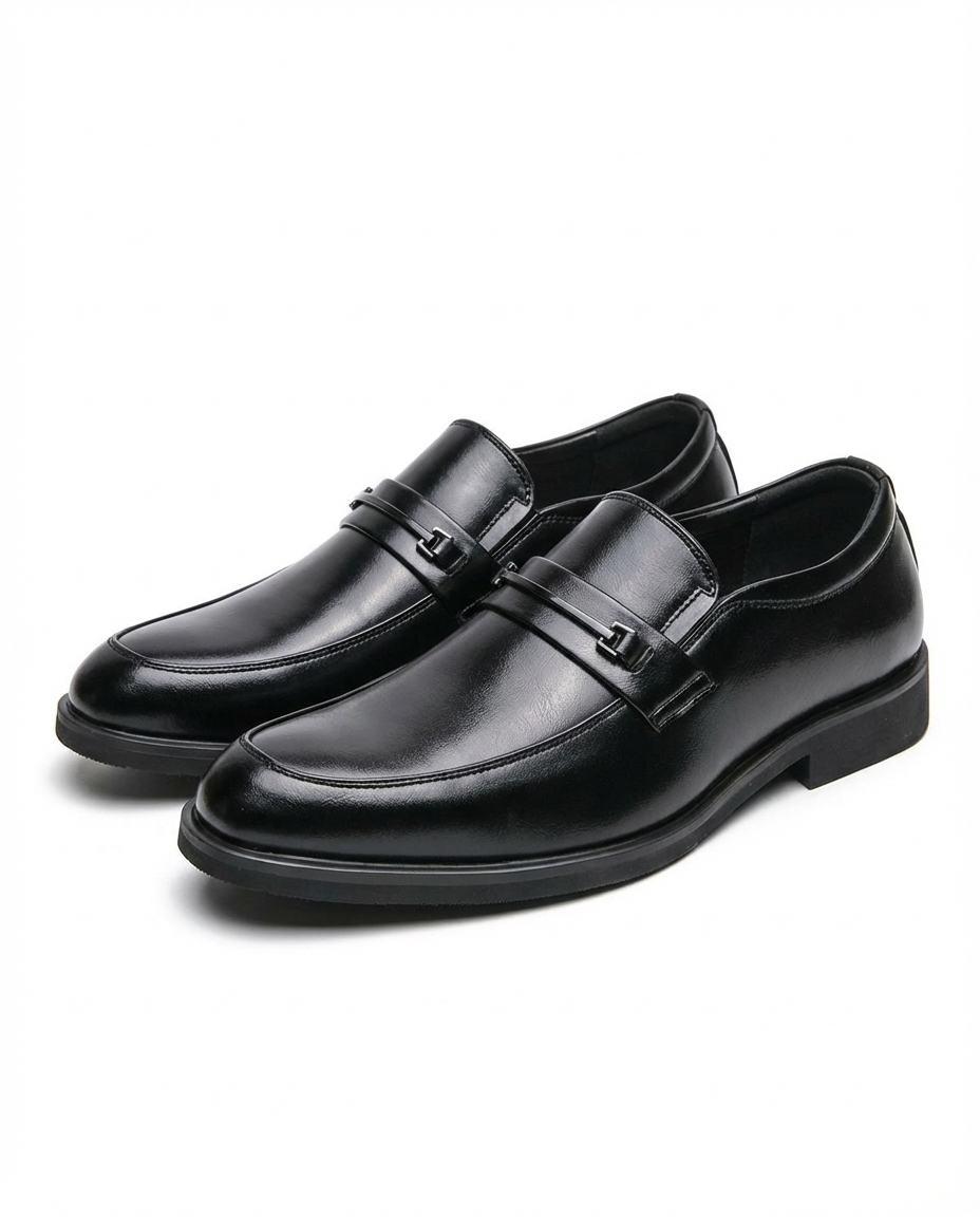 Polished Leather Loafers with Slip-Resistant Tread