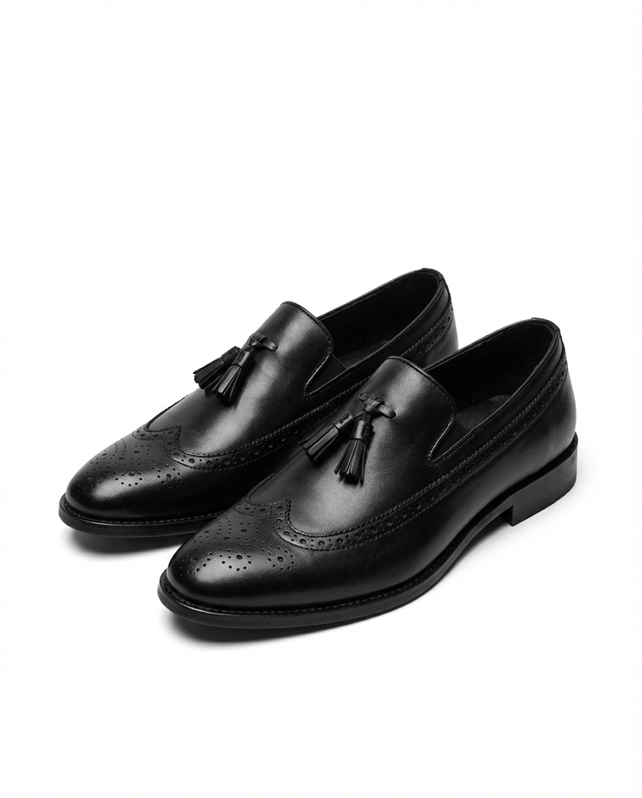 Full-Grain Leather Loafers with Brogue Detailing