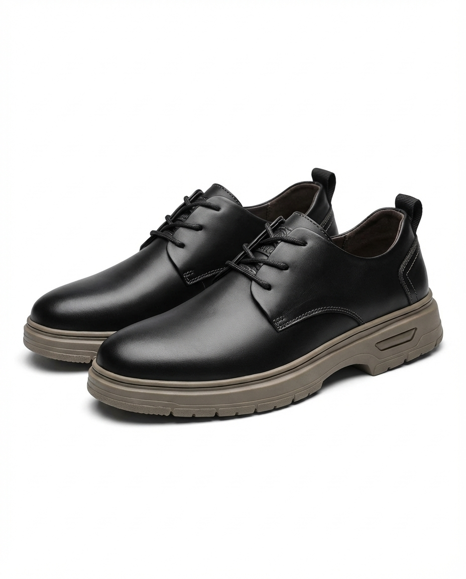 Full-Grain Leather Derby Shoes with Contrast Stitching