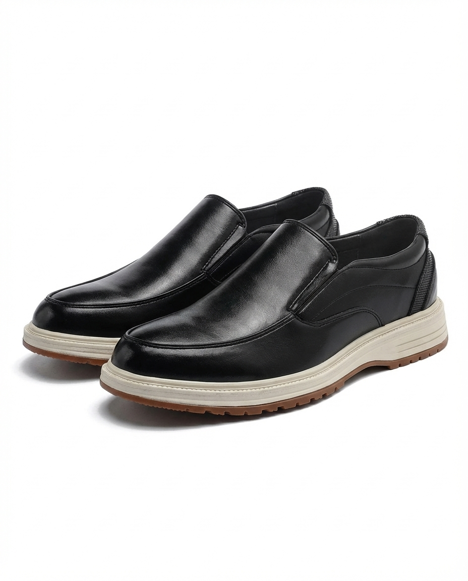 Polished Leather Loafers with Moc-Toe Stitching