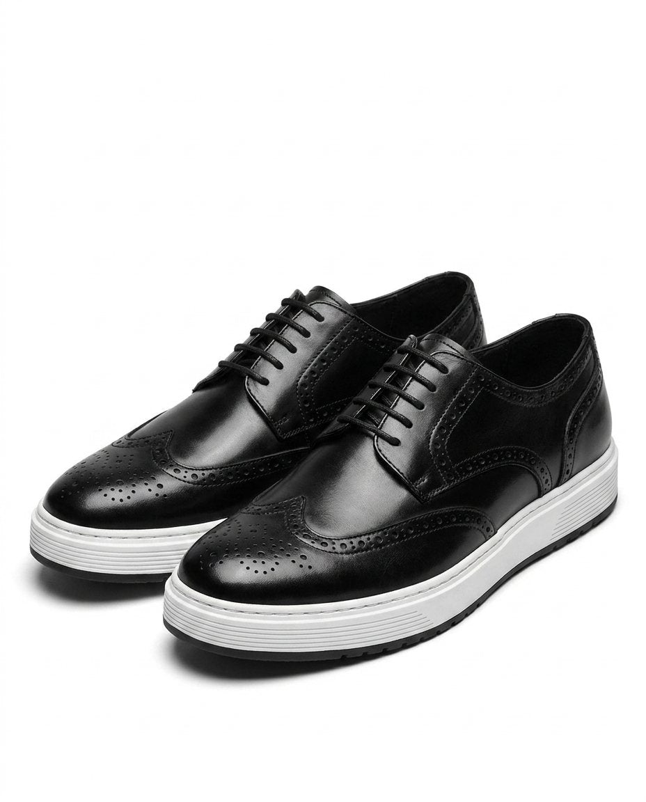 Full-Grain Leather Oxford Shoes with Wingtip Brogue Detail