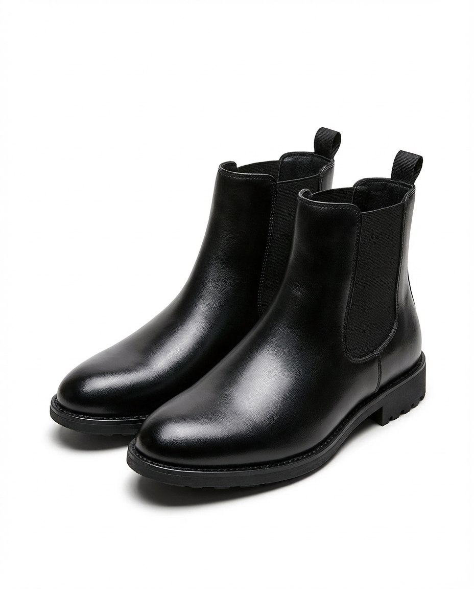 Polished Leather Chelsea Boots with Patina Finish