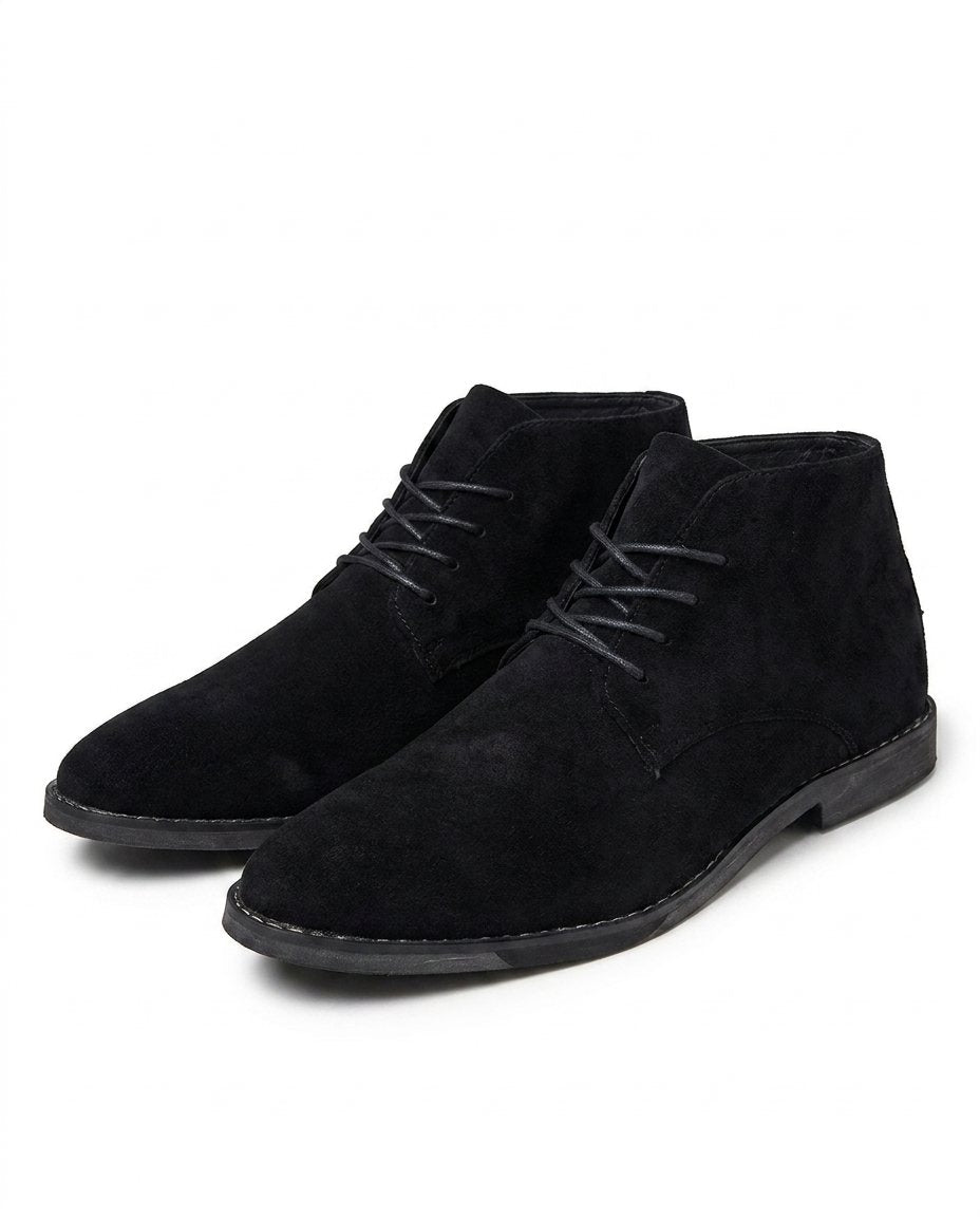 Suede Leather Ankle Boots with Lace-Up Closure
