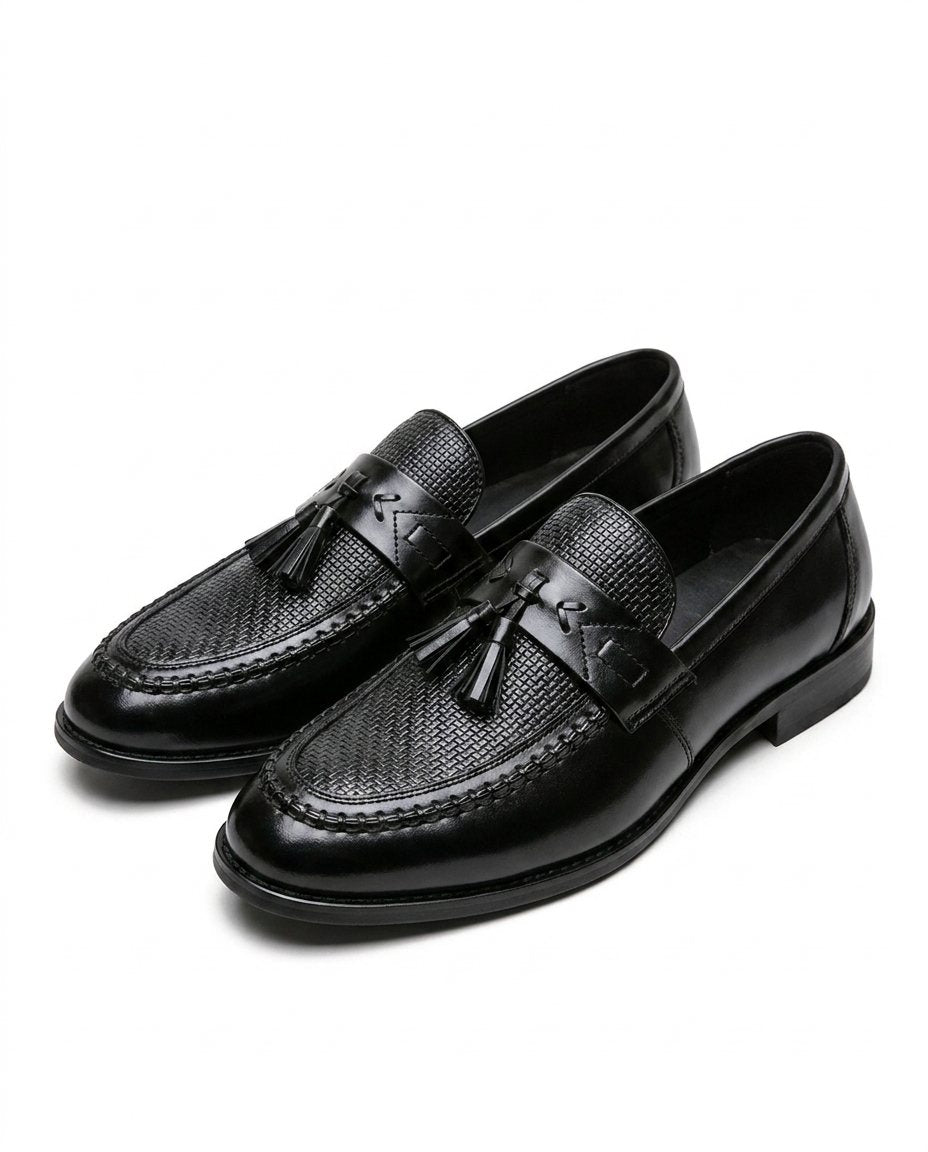 Polished Leather Loafers with Hand-Stitched Detail