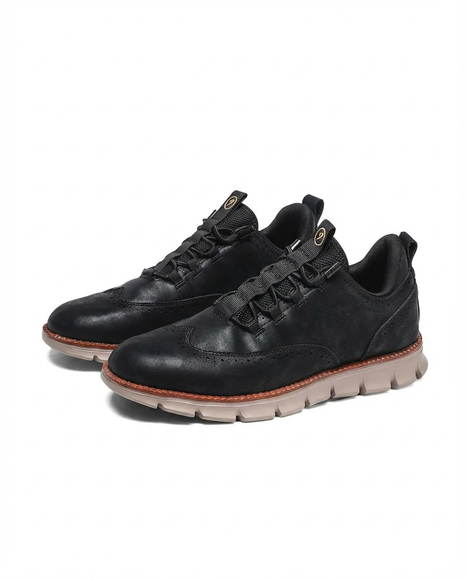Leather Brogue Shoes with Woven Detail