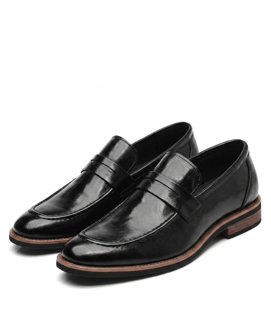 Burnished Full-Grain Leather Loafers with Cushioned Insole