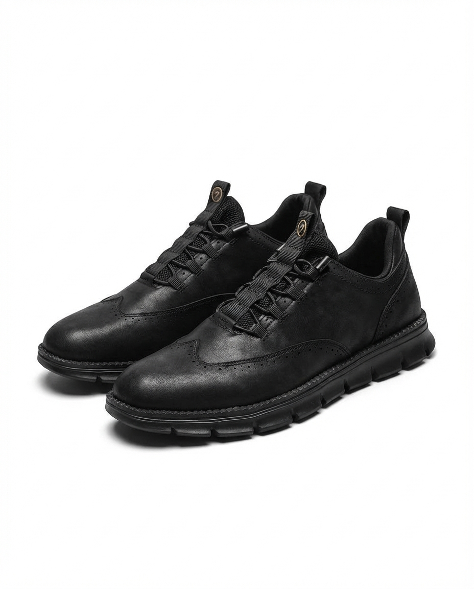 Leather Brogue Shoes with Woven Detail