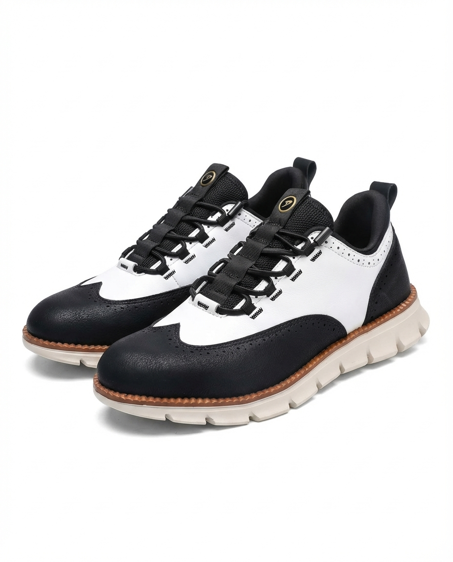 Leather Brogue Shoes with Woven Detail