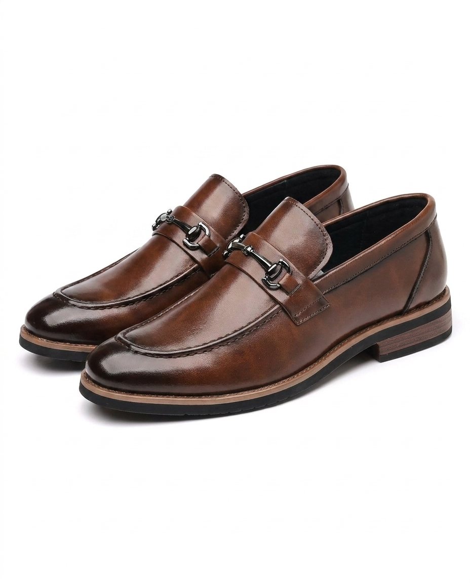 Polished Leather Loafers with Two-Tone Detail