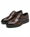 Full-Grain Leather Brogue Shoes with Wingtip Brogue Detail