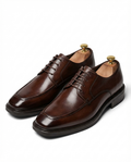 Polished Leather Derby Shoes with Lace-Up Closure
