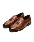 Polished Leather Loafers with Hand-Stitched Detail