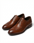 Full-Grain Leather Brogue Shoes with Patina Finish