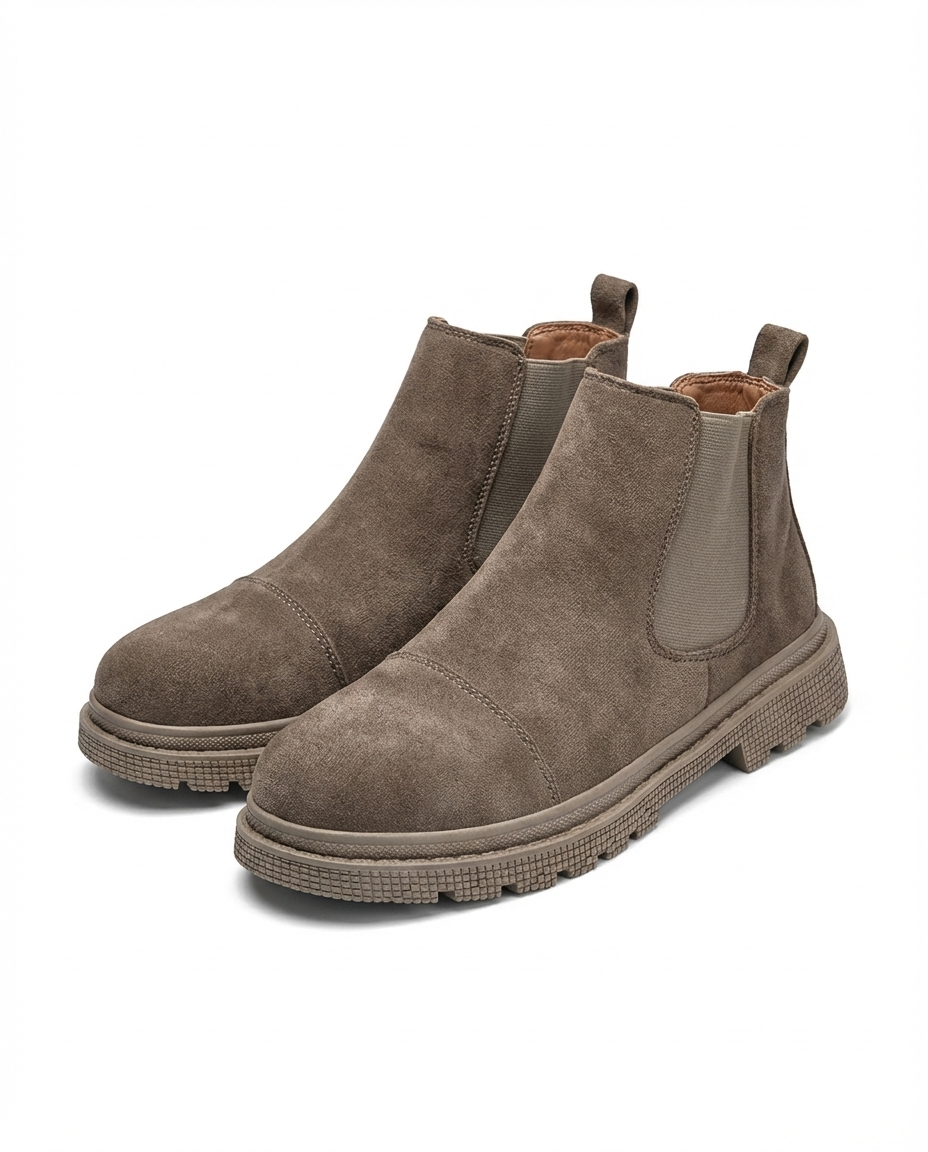 Suede Leather Chelsea Boots with Lug Sole