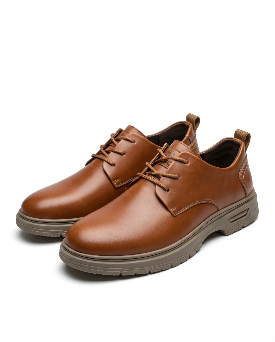 Full-Grain Leather Derby Shoes with Contrast Stitching