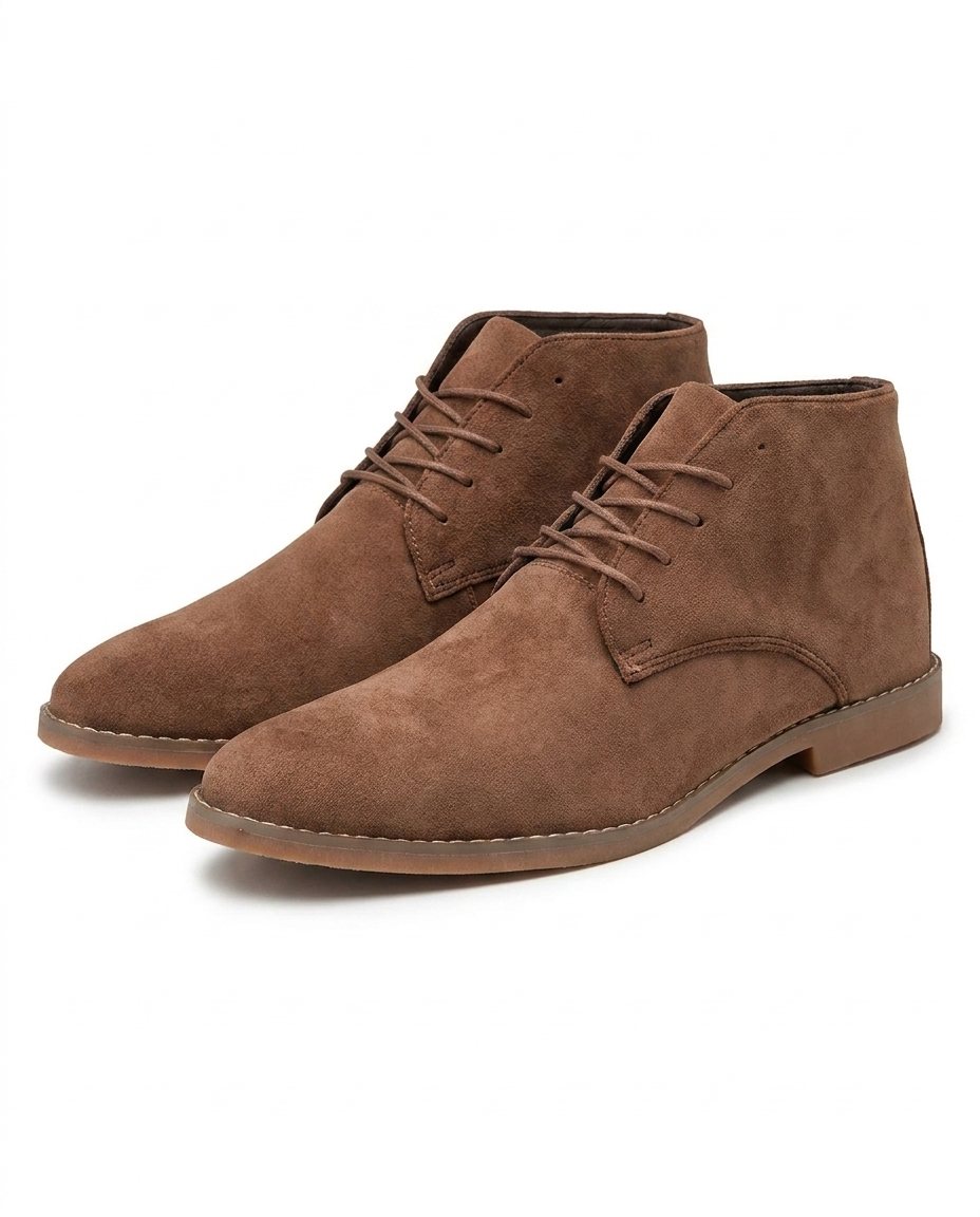 Suede Leather Ankle Boots with Lace-Up Closure