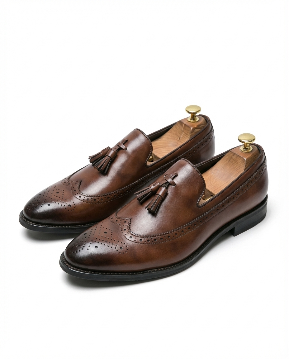 Full-Grain Leather Loafers with Brogue Detailing