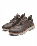 Leather Brogue Shoes with Woven Detail