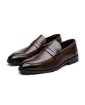 Burnished Leather Loafers with Hand-Stitched Detail