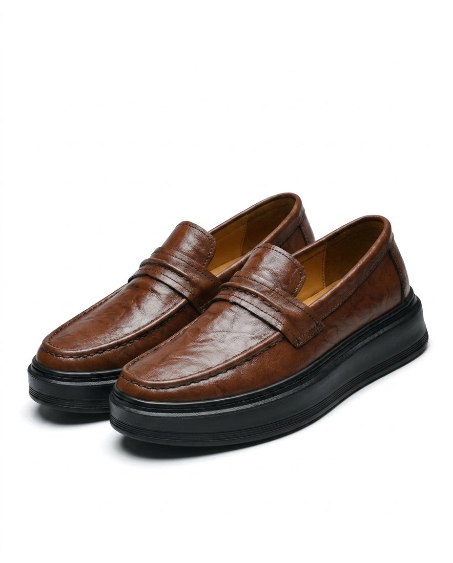 Leather Loafers with Apron Stitching