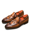 Burnished Leather Loafers with Reinforced Stitching