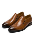 Polished Recycled Leather Brogue Shoes with Wingtip Detail