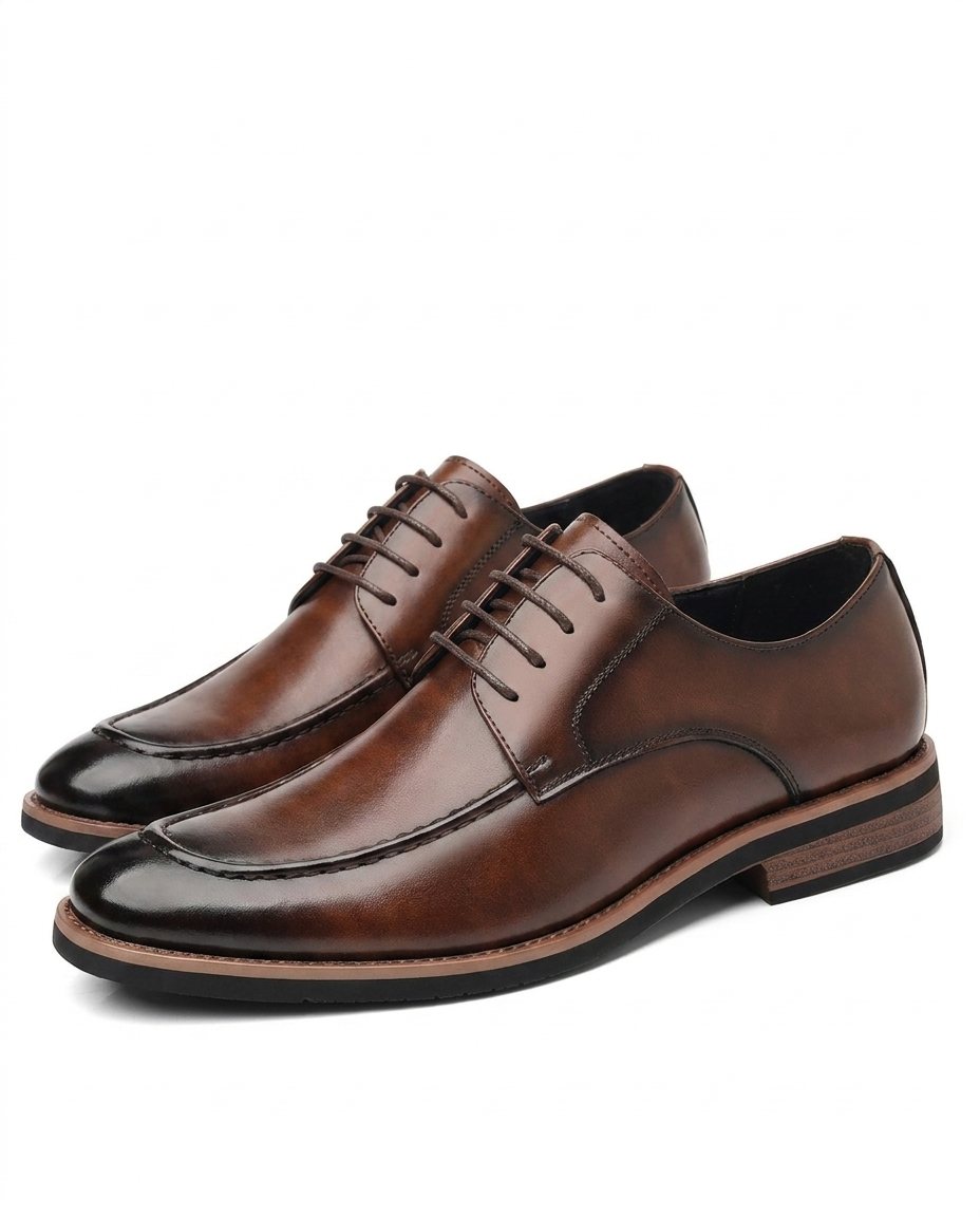 Full-Grain Leather Derby Shoes with Cushioned Insole