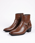 Polished Leather Ankle Boots with Reinforced Stitching