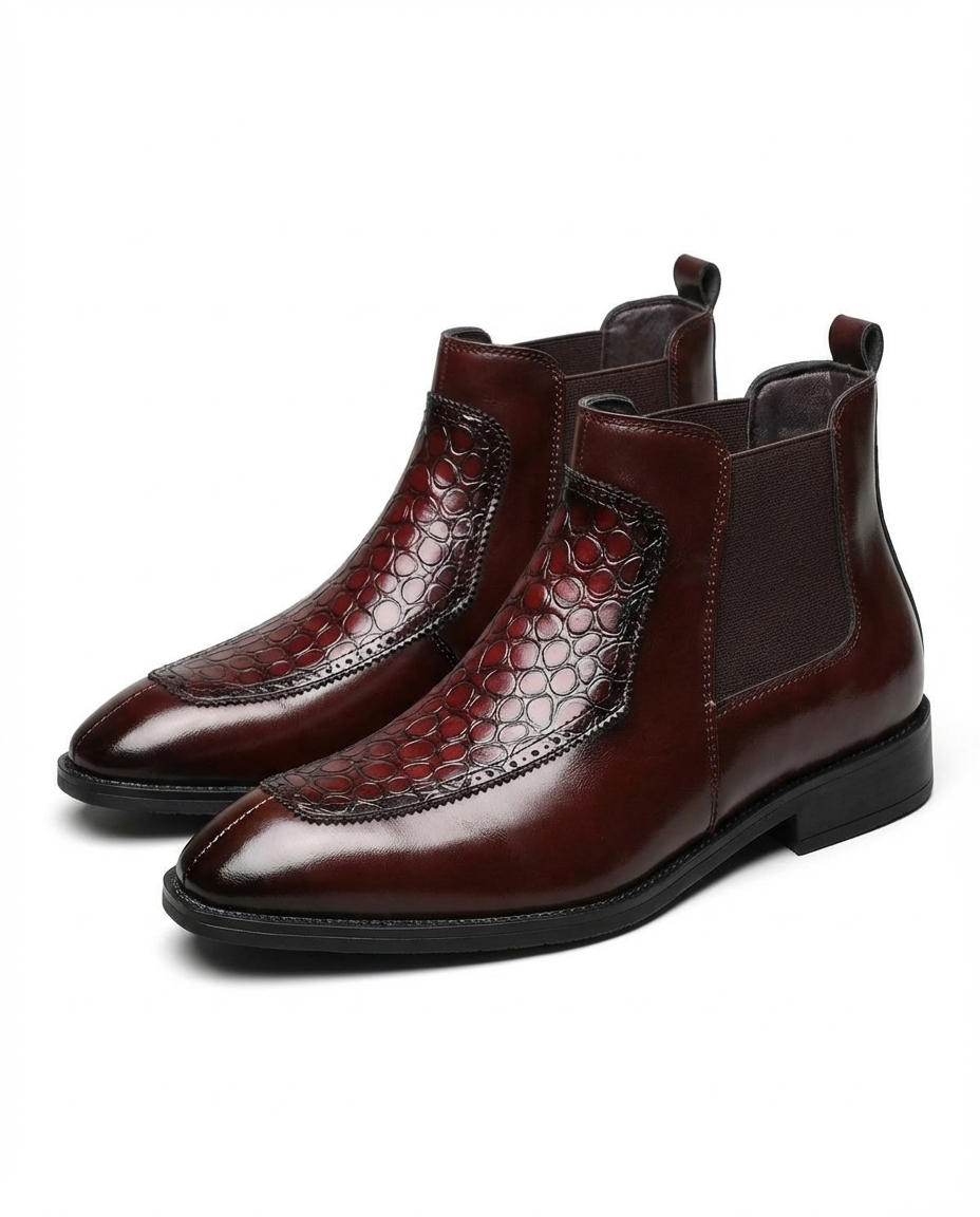 Cowhide Leather Chelsea Boots with Elastic Side Panels