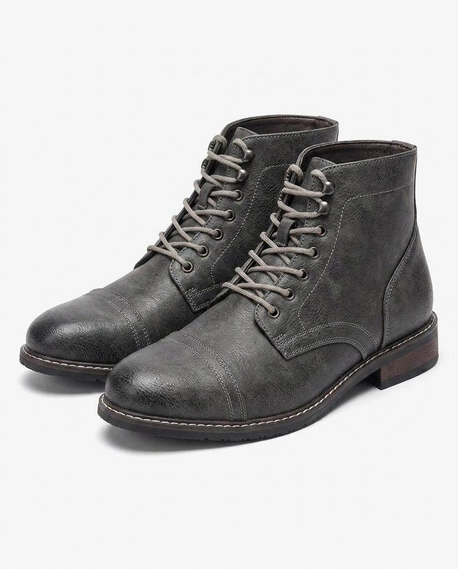 Full-Grain Leather Boots with Contrast Stitching