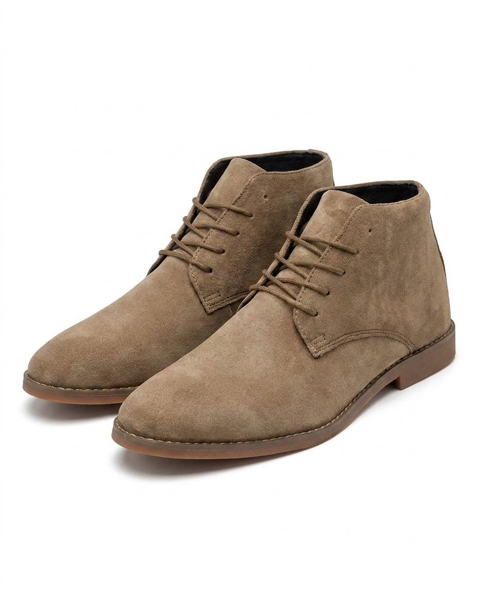 Suede Leather Ankle Boots with Lace-Up Closure