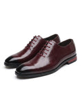 Burnished Leather Oxford Shoes with Lace-Up Closure