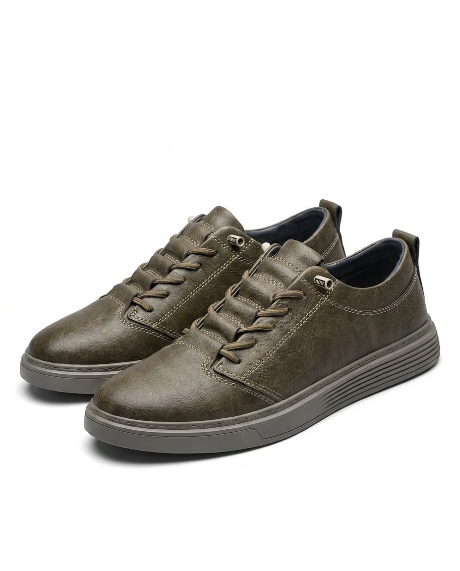Distressed Leather Sneakers with Reinforced Stitching