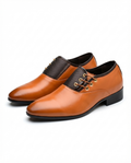 Cowhide Leather Oxford Shoes with Woven Detail
