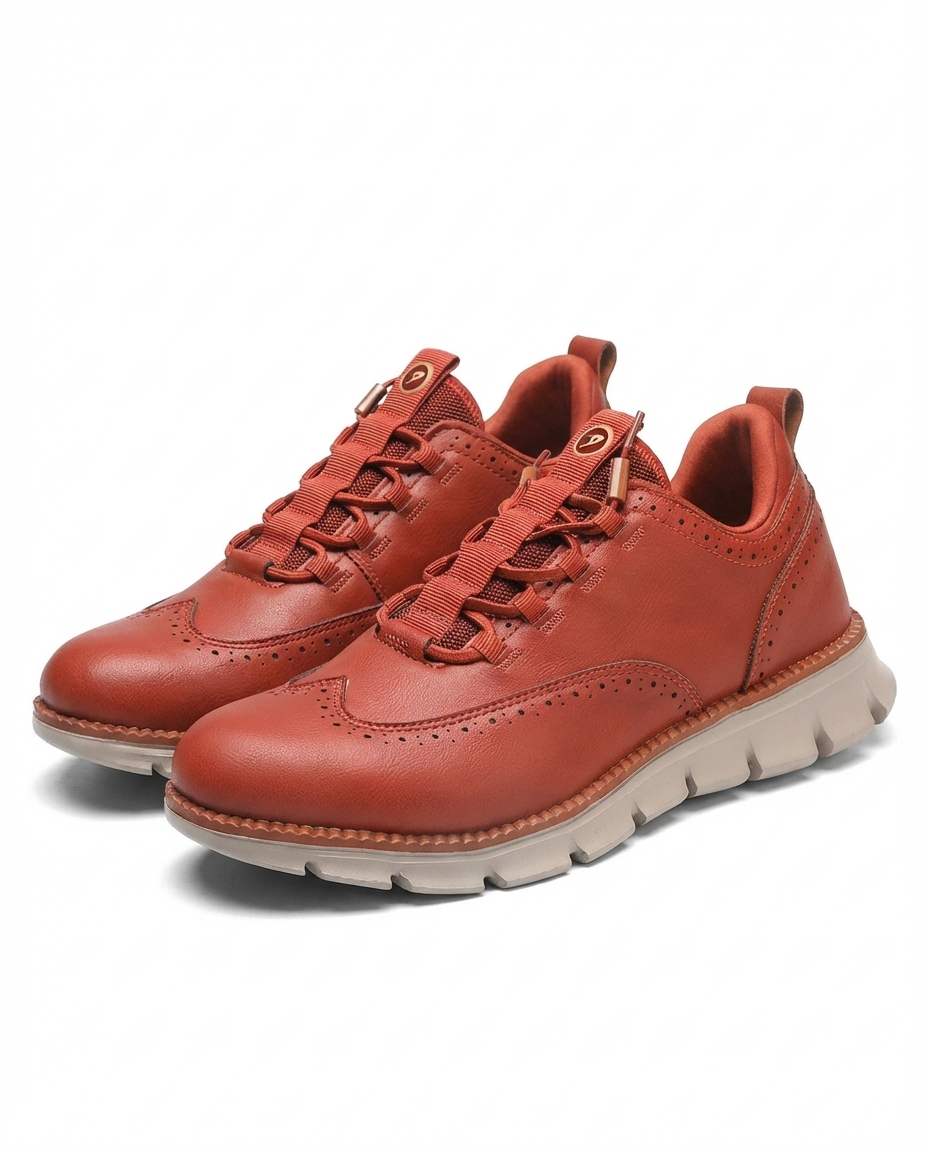 Leather Brogue Shoes with Woven Detail