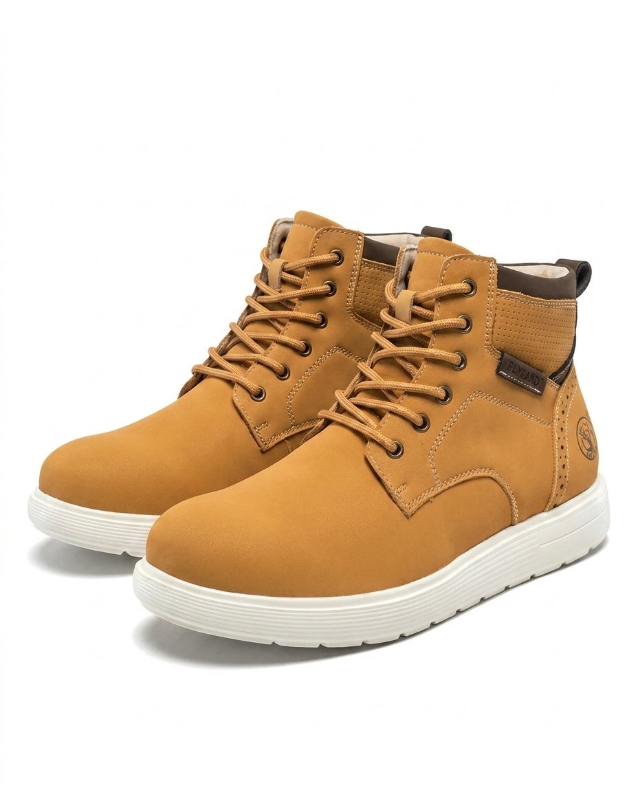 Nubuck Leather Boots with Perforated Upper