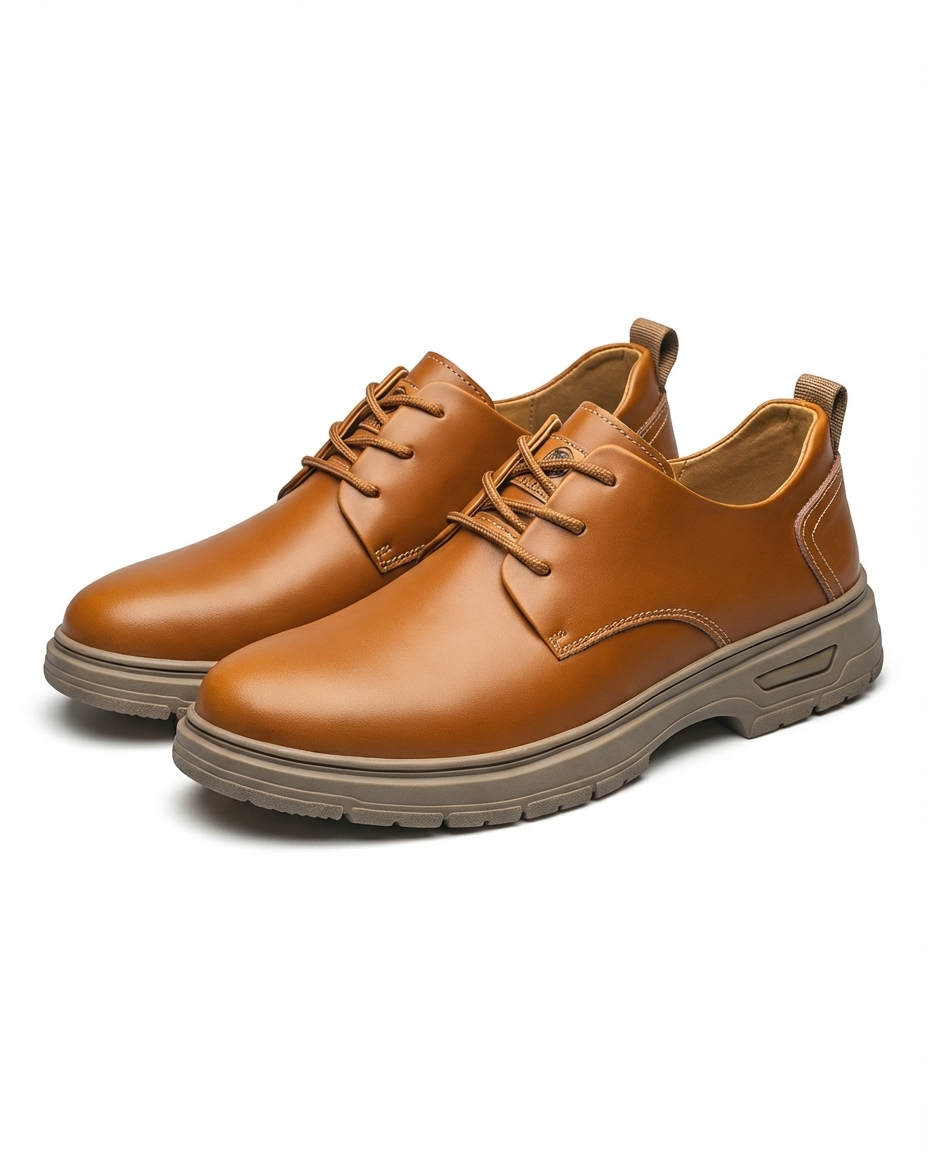 Full-Grain Leather Derby Shoes with Contrast Stitching