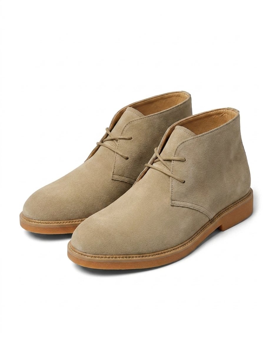 Suede Leather Chelsea Boots with Lace-Up Closure