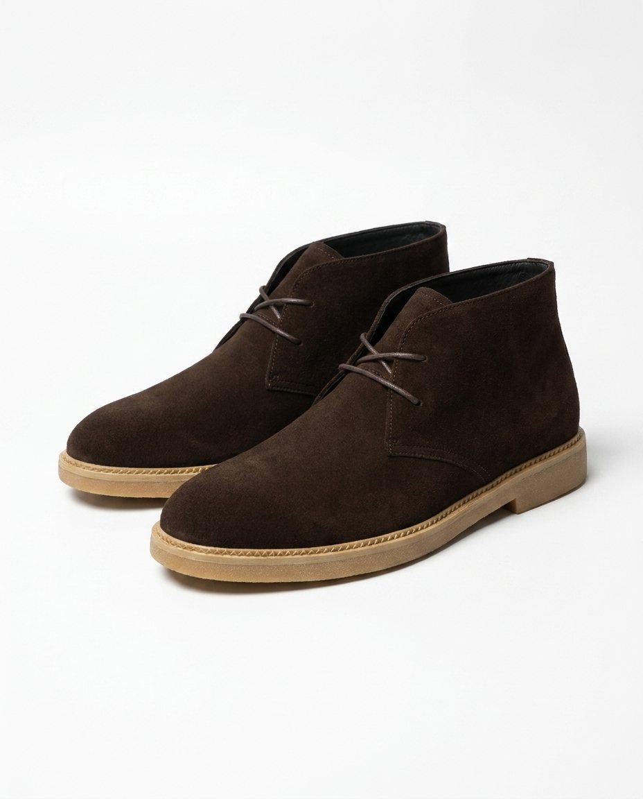 Suede Leather Chelsea Boots with Lace-Up Closure