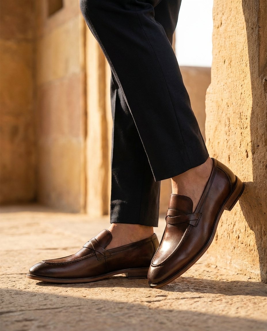 Full-Grain Leather Loafers with Apron Stitching