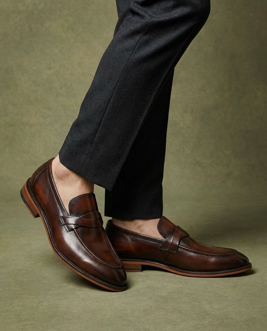 Full-Grain Leather Loafers with Apron Stitching