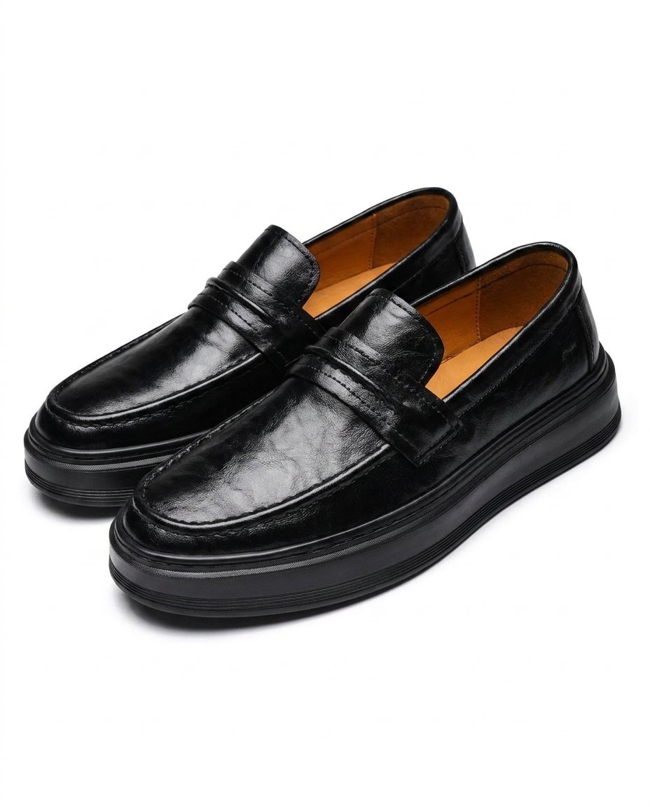 Leather Loafers with Apron Stitching