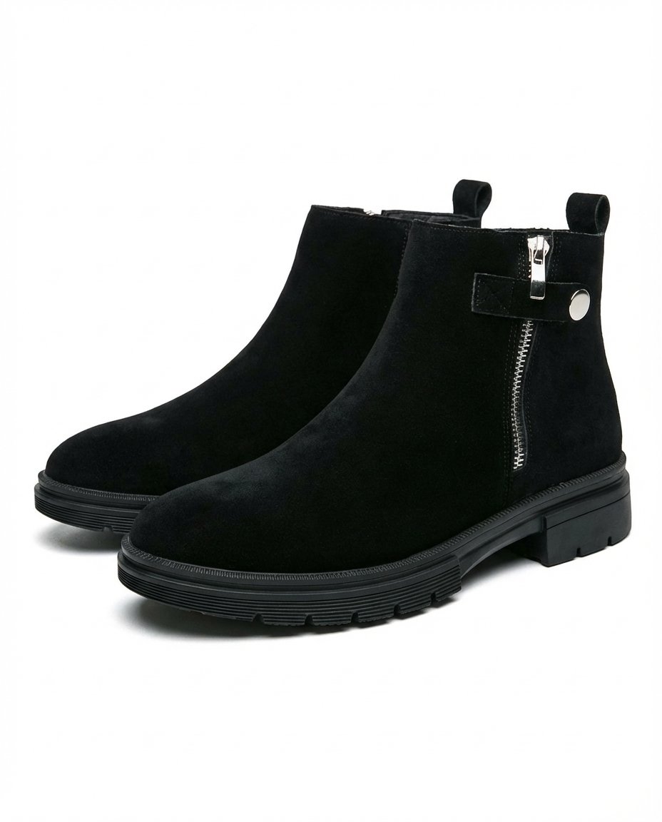 Suede Leather Chelsea Boots with Rubber Sole