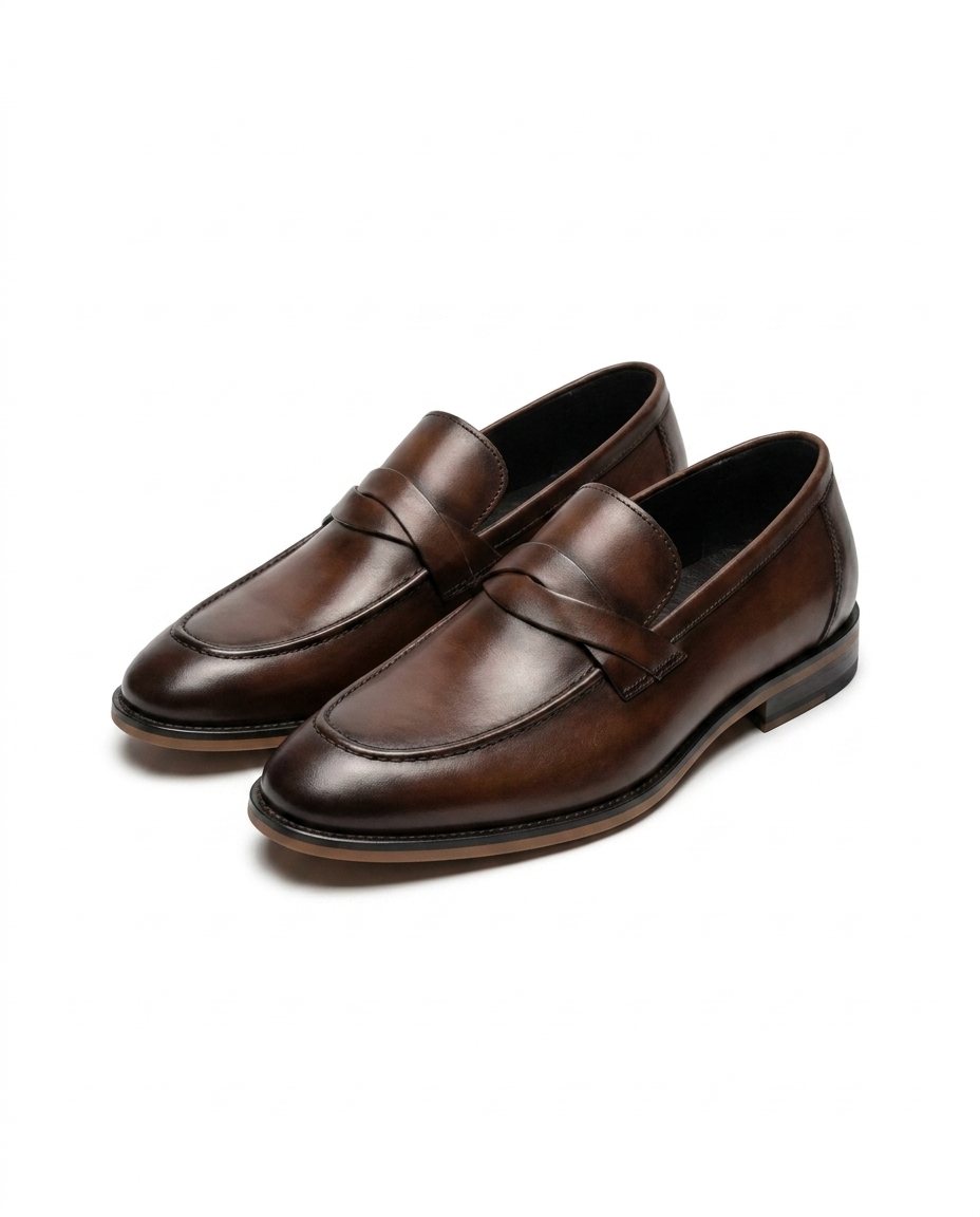 Full-Grain Leather Loafers with Apron Stitching