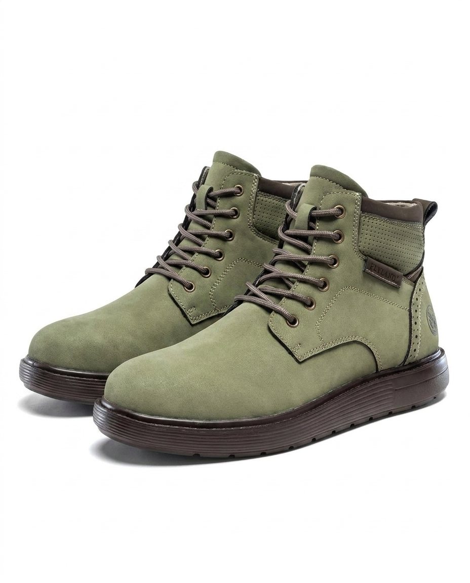 Nubuck Leather Boots with Perforated Upper