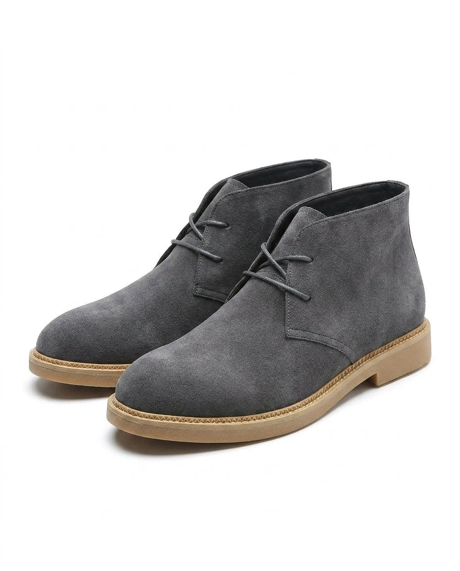 Suede Leather Chelsea Boots with Lace-Up Closure