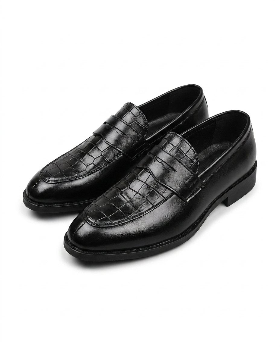 Leather Penny Loafers with Almond Toe