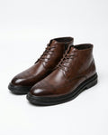 Leather Brogue Boots with Perforated Upper