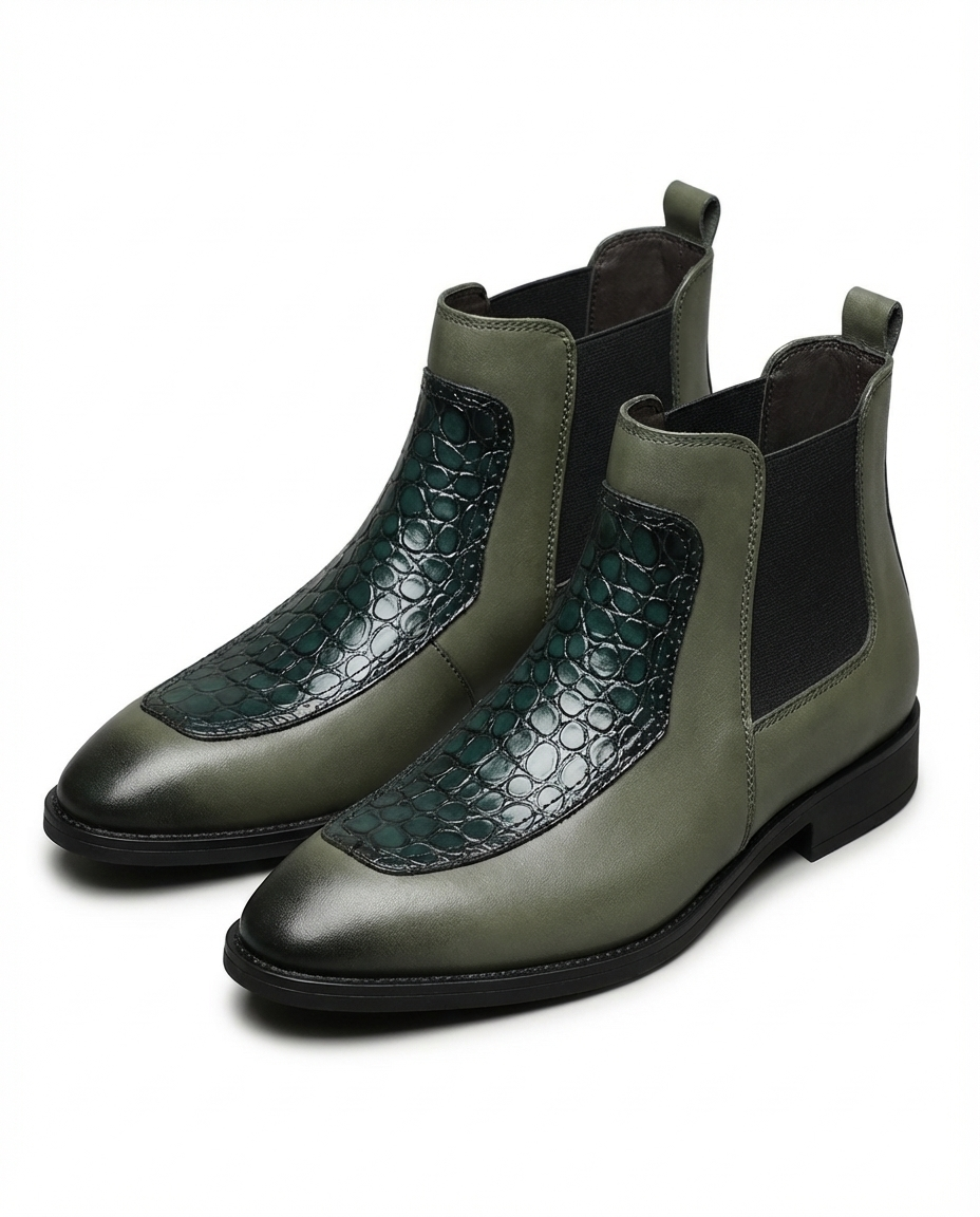 Cowhide Leather Chelsea Boots with Elastic Side Panels